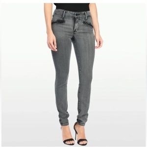 Nydj Amy Skinny Mid-rise Jeans Gray Zipper Pockets Moto (8)
